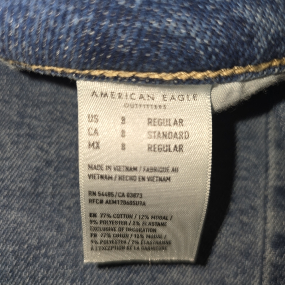 American Eagle Dreamy Drape High Waist Womens Wide Leg Blue Jeans Denim 8 Reg - Picture 8 of 8